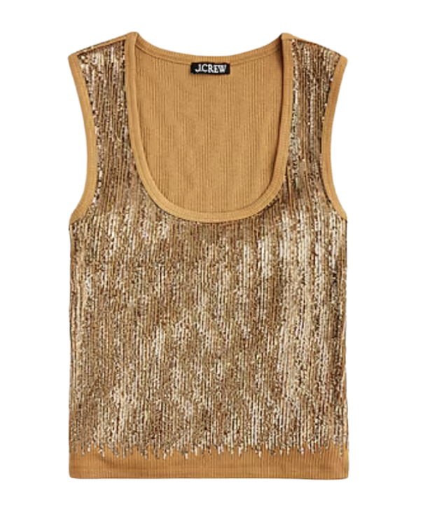 Vintage Ribbed Embellished Tank